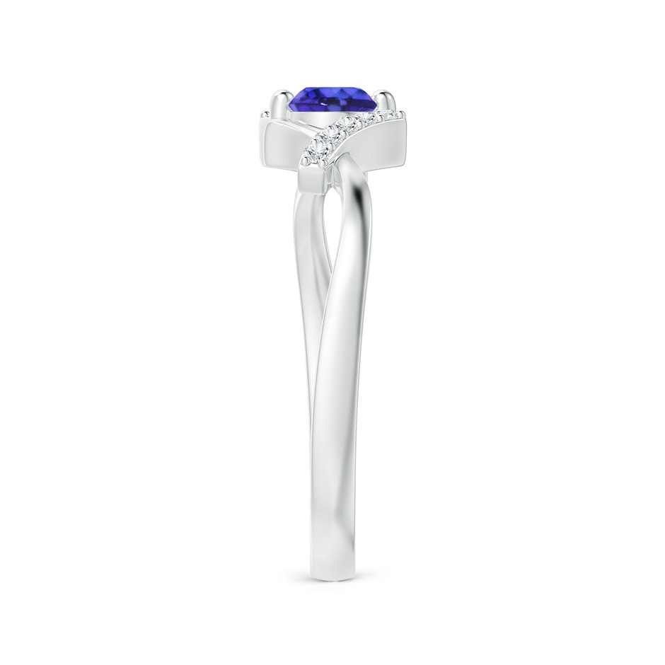 4mm AAAA Solitaire Tanzanite Bypass Promise Ring with Diamond Accents in White Gold side-2