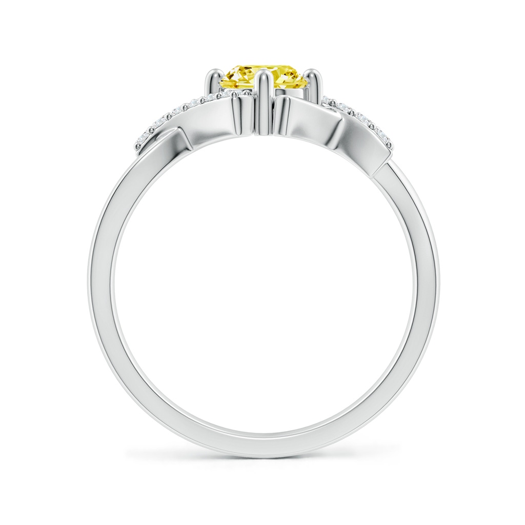 5.1mm AAAA Solitaire Fancy Intense Yellow Diamond Bypass Promise Ring with Accents in P950 Platinum - side 199