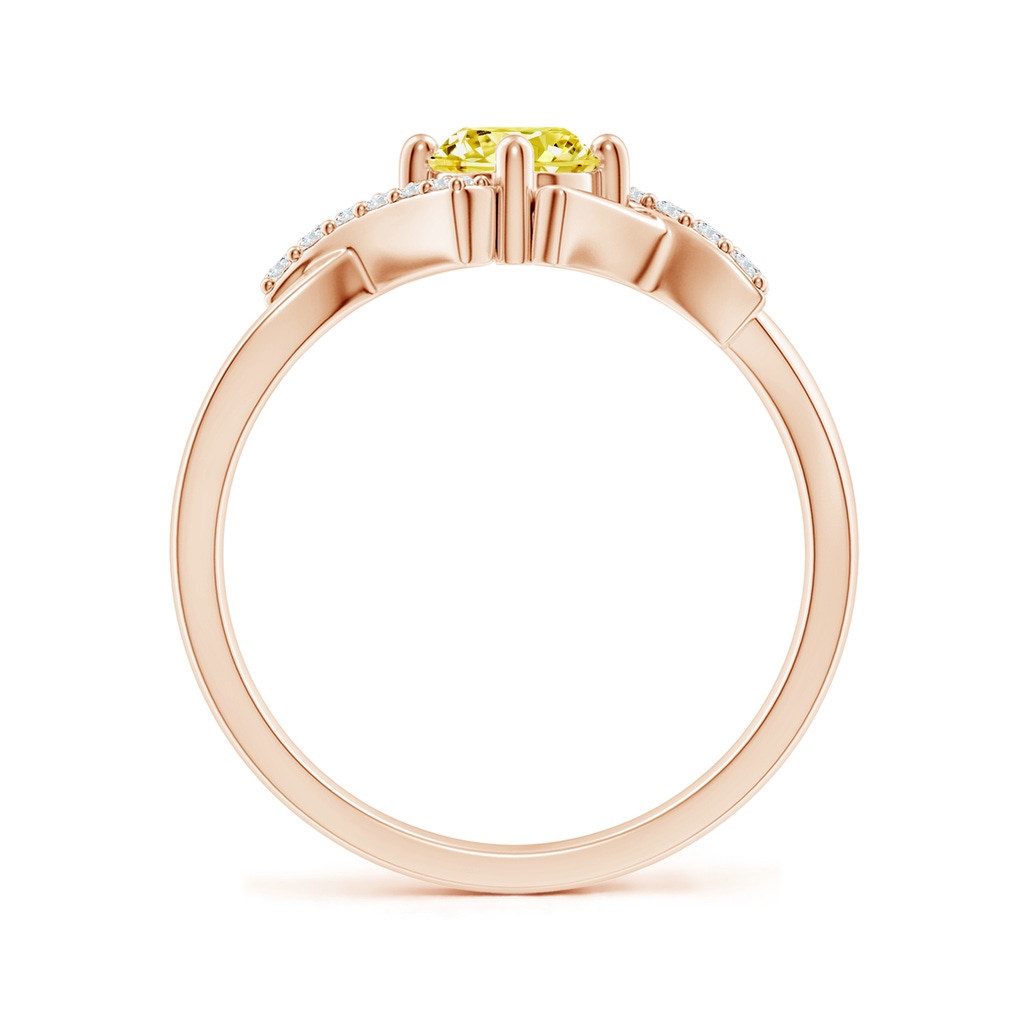 5.1mm AAAA Solitaire Fancy Intense Yellow Diamond Bypass Promise Ring with Accents in Rose Gold - side 199