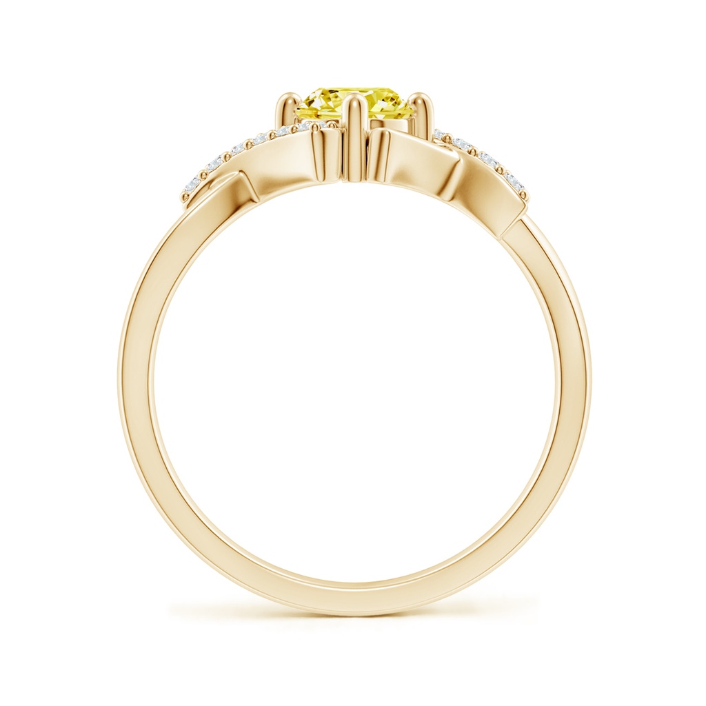 5.1mm AAAA Solitaire Fancy Intense Yellow Diamond Bypass Promise Ring with Accents in Yellow Gold - side 199