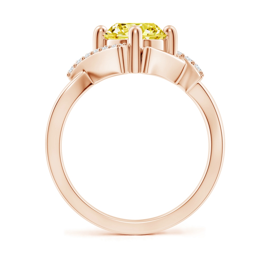 7.4mm AAAA Solitaire Fancy Intense Yellow Diamond Bypass Promise Ring with Accents in Rose Gold side 199