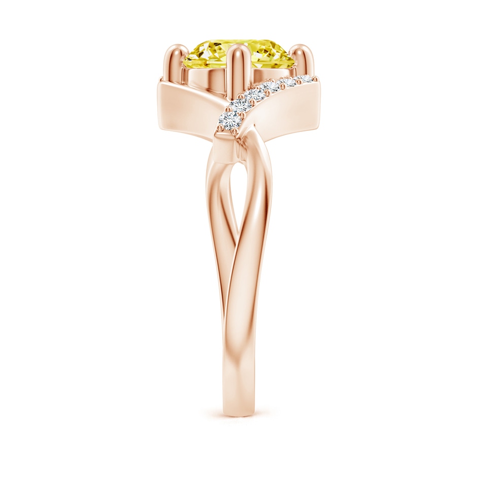 7.4mm AAAA Solitaire Fancy Intense Yellow Diamond Bypass Promise Ring with Accents in Rose Gold side 299