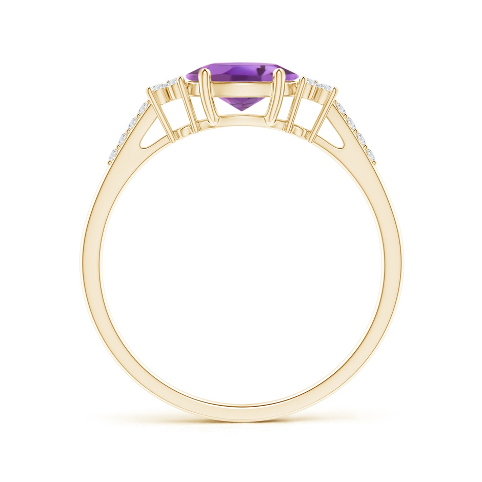 7x5mm A Horizontally Set Oval Amethyst Solitaire Ring with Trio Diamond Accents in 18K Yellow Gold side 199