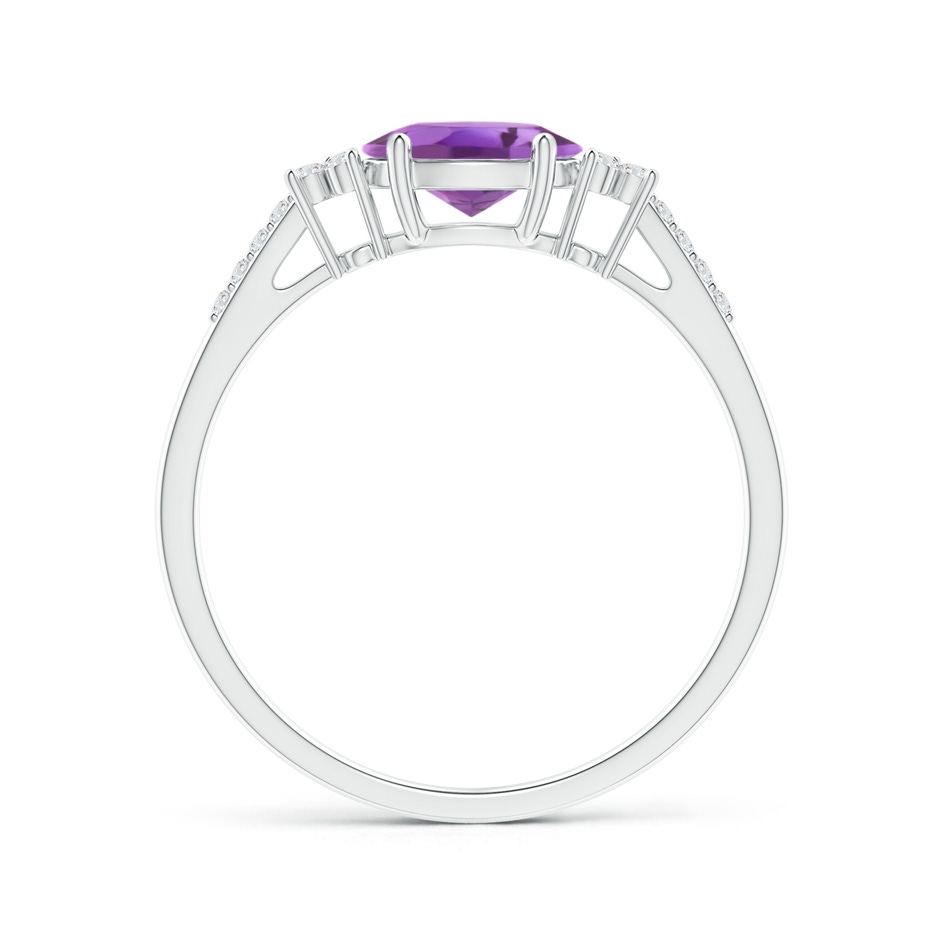7x5mm A Horizontally Set Oval Amethyst Solitaire Ring with Trio Diamond Accents in S999 Silver side 199