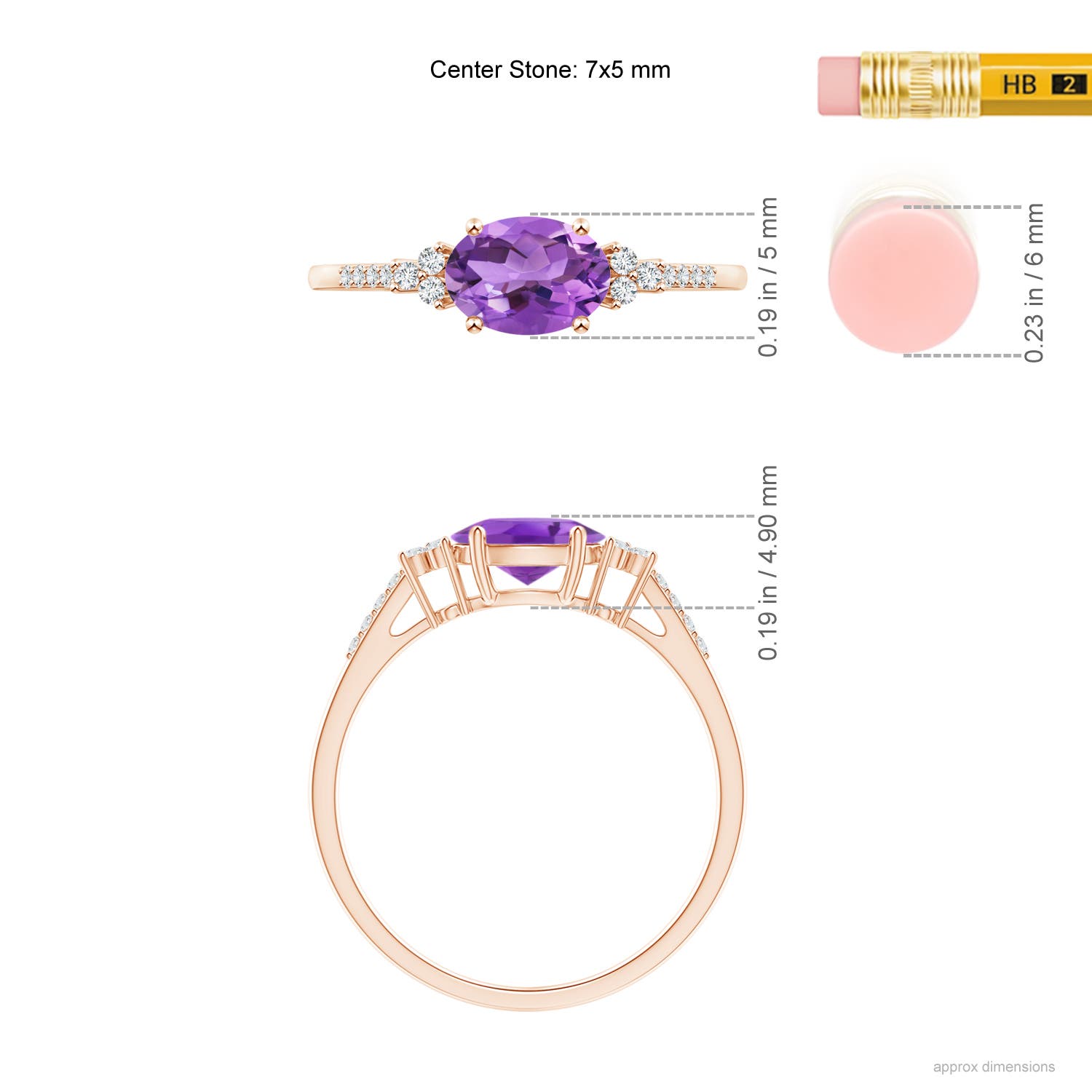 AA - Amethyst / 0.79 CT / 14 KT Rose Gold