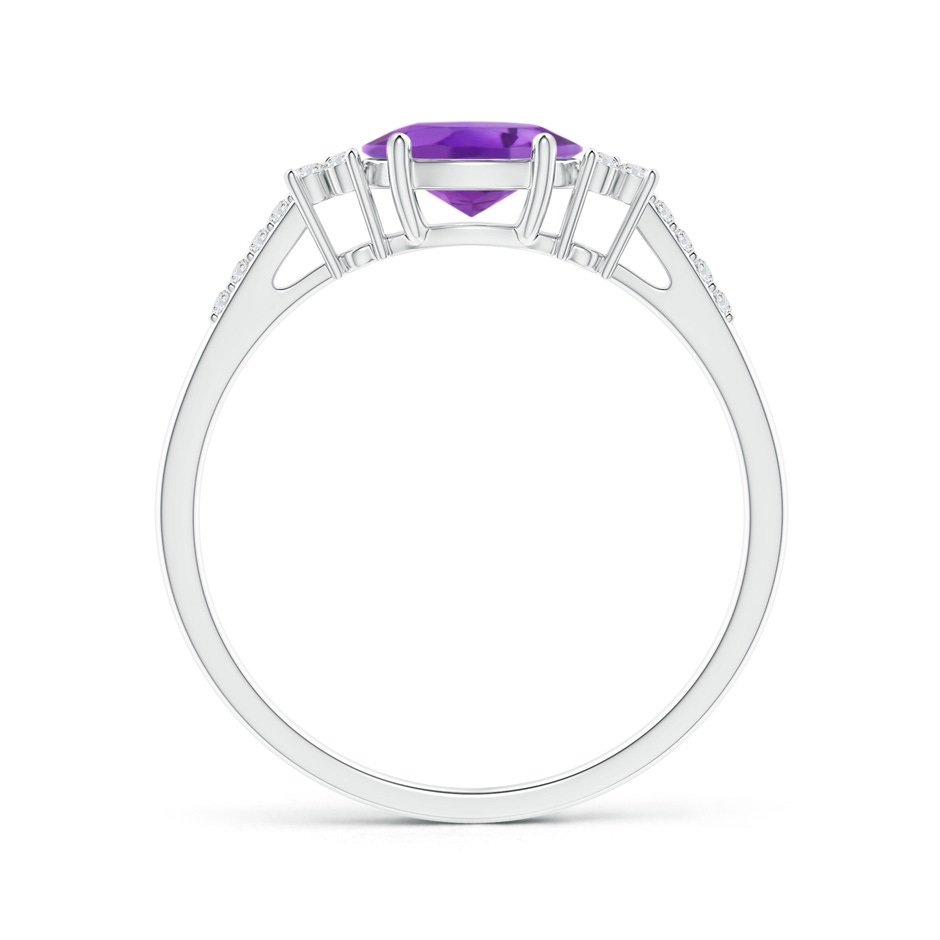 7x5mm AA Horizontally Set Oval Amethyst Solitaire Ring with Trio Diamond Accents in S999 Silver side 199