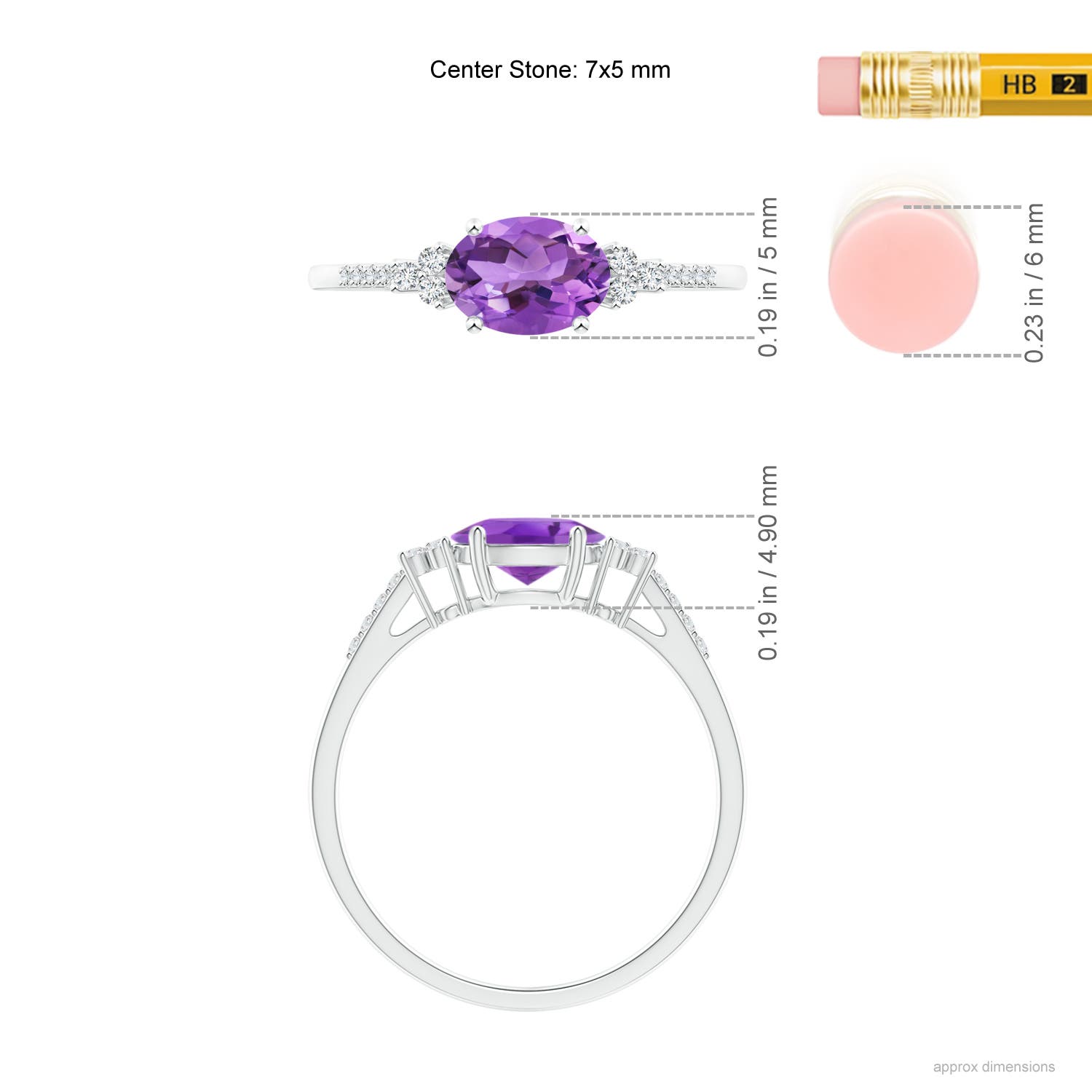 AA - Amethyst / 0.79 CT / 14 KT White Gold