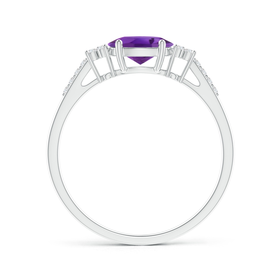 7x5mm AAA Horizontally Set Oval Amethyst Solitaire Ring with Trio Diamond Accents in P950 Platinum side 199