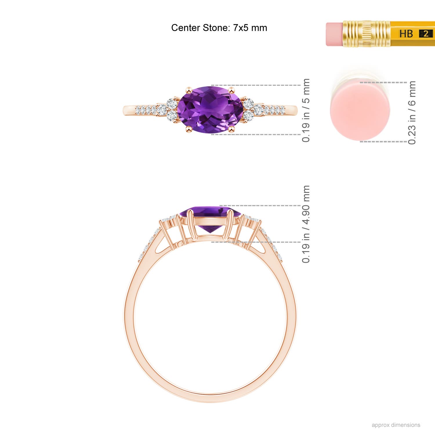 AAAA - Amethyst / 0.79 CT / 14 KT Rose Gold