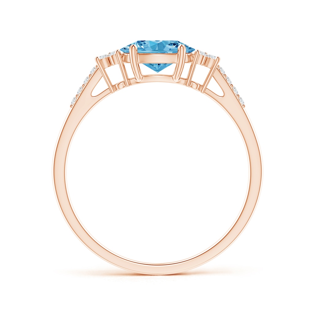 7x5mm AAAA Horizontally Set Oval Fancy Intense Blue Diamond Ring in Rose Gold - side 199