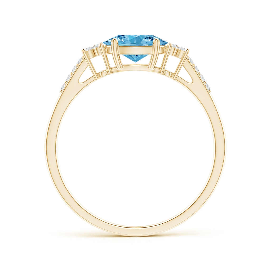 7x5mm AAAA Horizontally Set Oval Fancy Intense Blue Diamond Ring in Yellow Gold - side 199