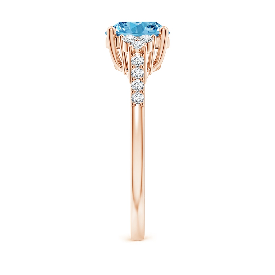 9x7mm AAAA Horizontally Set Oval Fancy Intense Blue Diamond Ring in Rose Gold side 299