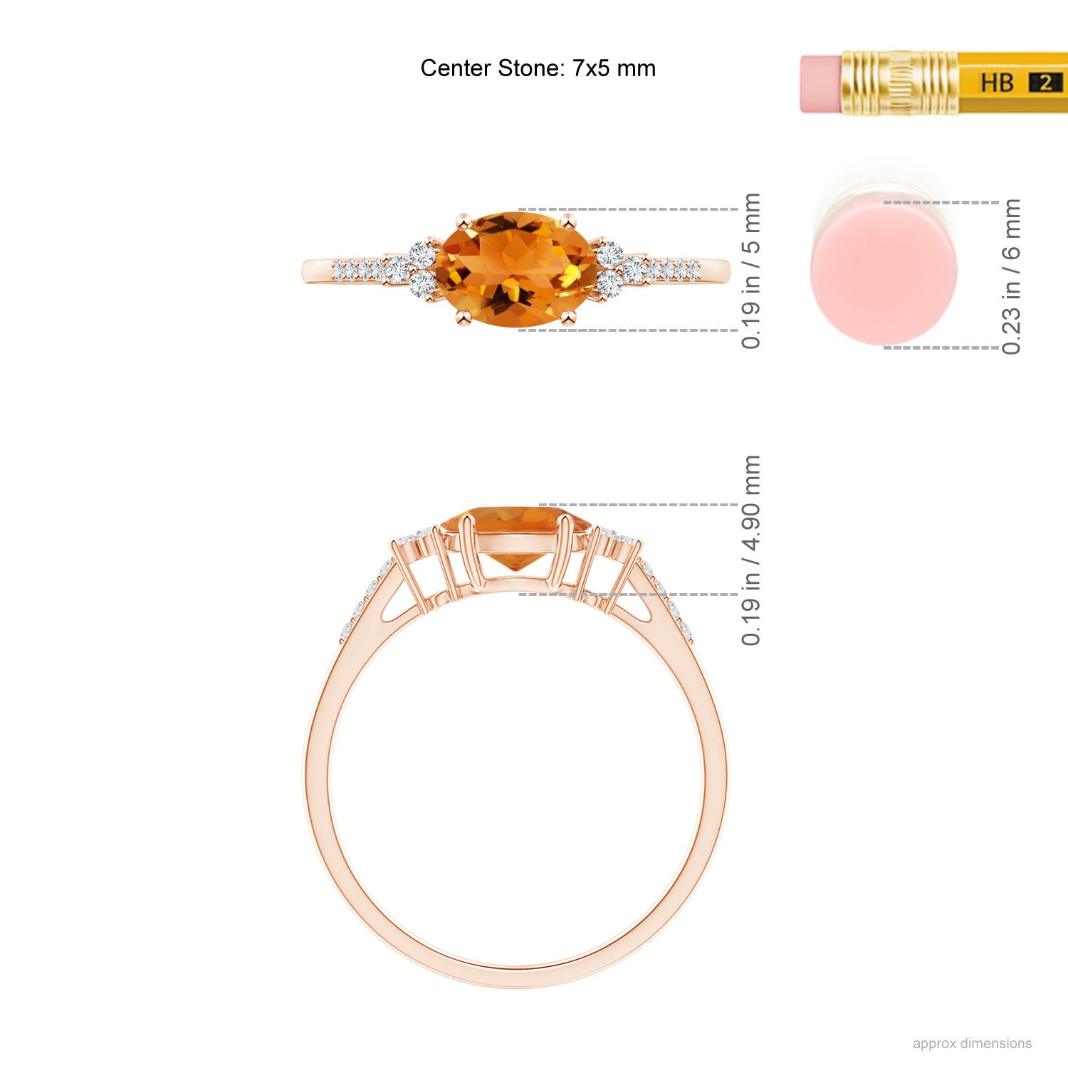 AAA - Citrine / 0.84 CT / 14 KT Rose Gold