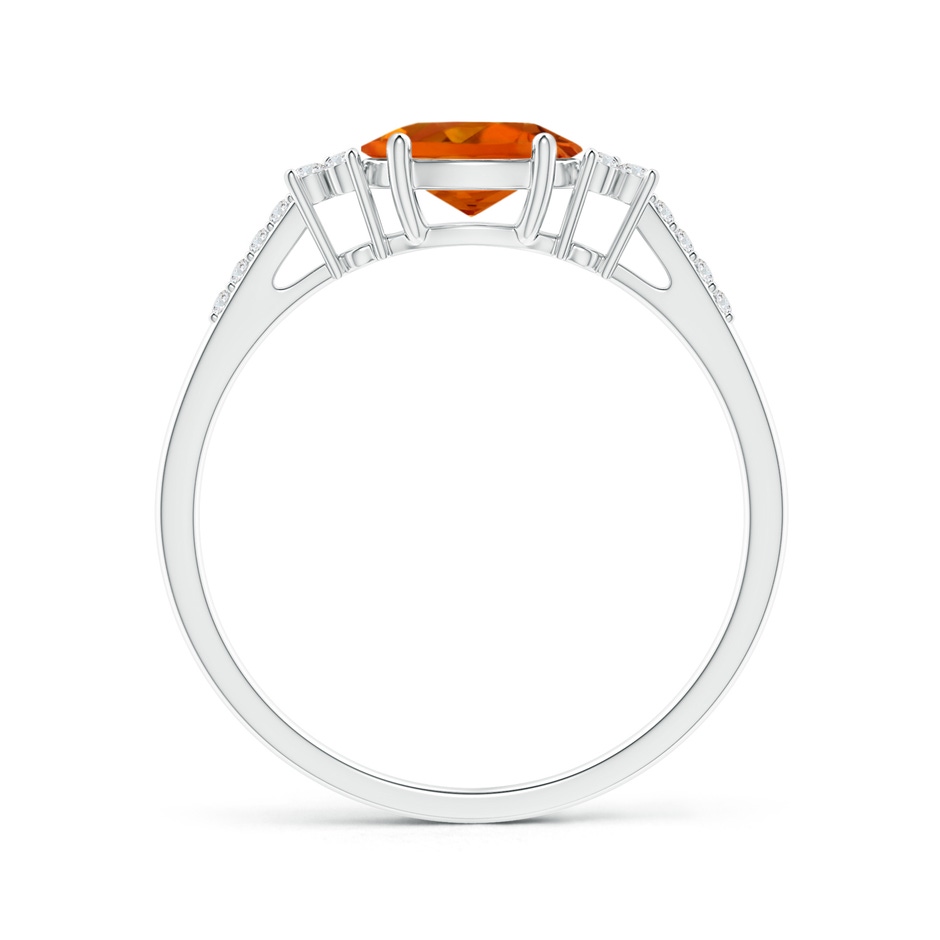 7x5mm AAAA Horizontally Set Oval Citrine Ring with Trio Diamonds in P950 Platinum side 199