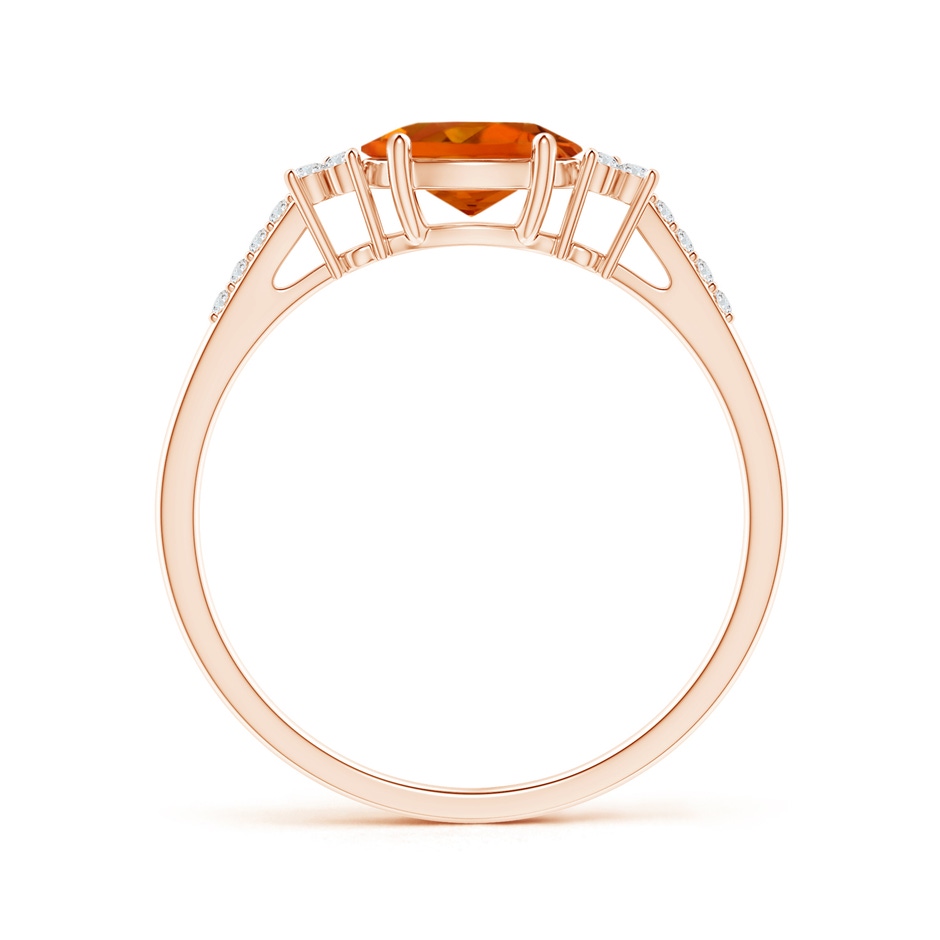 7x5mm AAAA Horizontally Set Oval Citrine Ring with Trio Diamonds in Rose Gold side-1