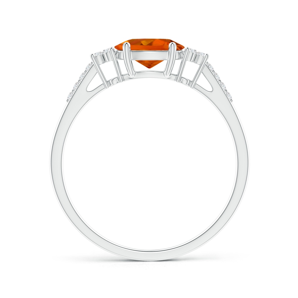 7x5mm AAAA Horizontally Set Oval Citrine Ring with Trio Diamonds in White Gold - side 199