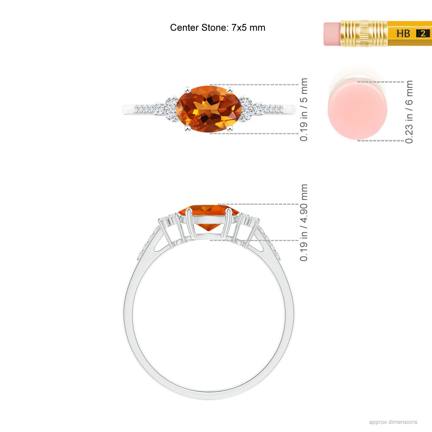 AAAA - Citrine / 0.84 CT / 14 KT White Gold