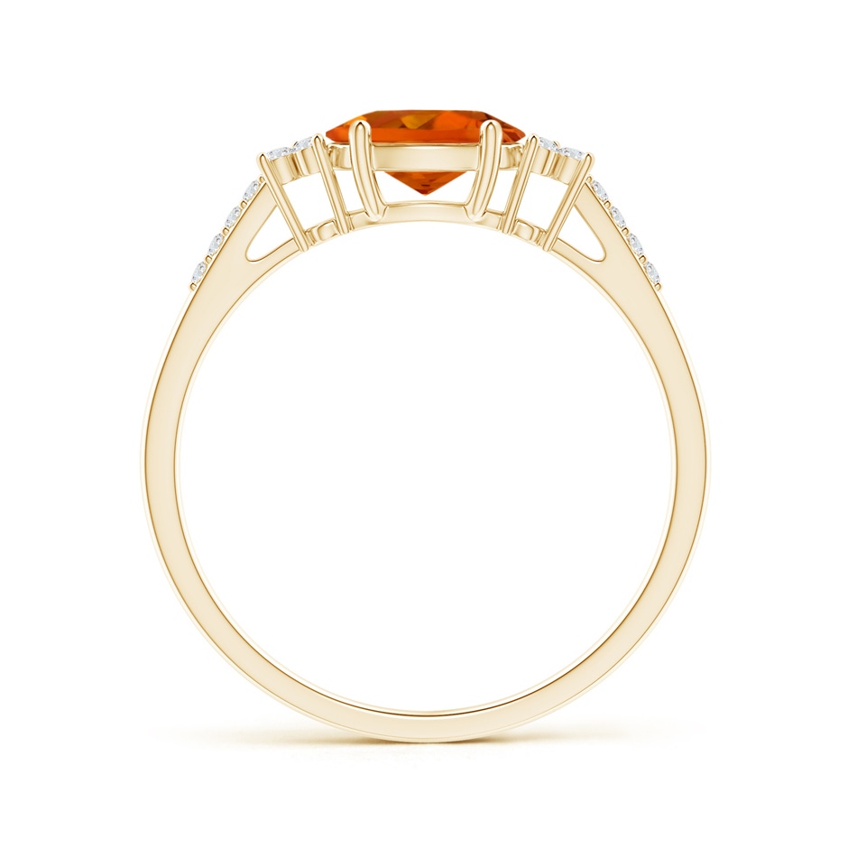 7x5mm AAAA Horizontally Set Oval Citrine Ring with Trio Diamonds in Yellow Gold side 199