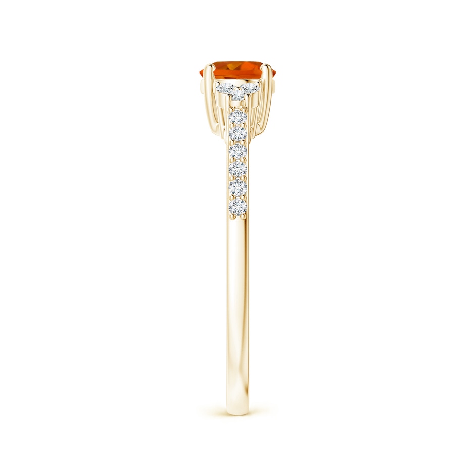 7x5mm AAAA Horizontally Set Oval Citrine Ring with Trio Diamonds in Yellow Gold side 299
