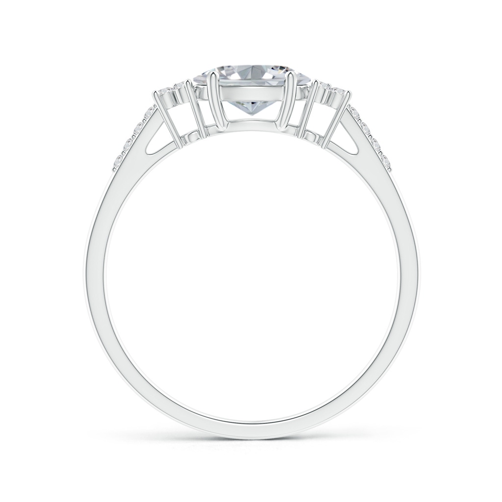 7x5mm HSI2 Horizontally Set Oval Diamond Solitaire Ring with Trio Diamond Accents in White Gold Side 199