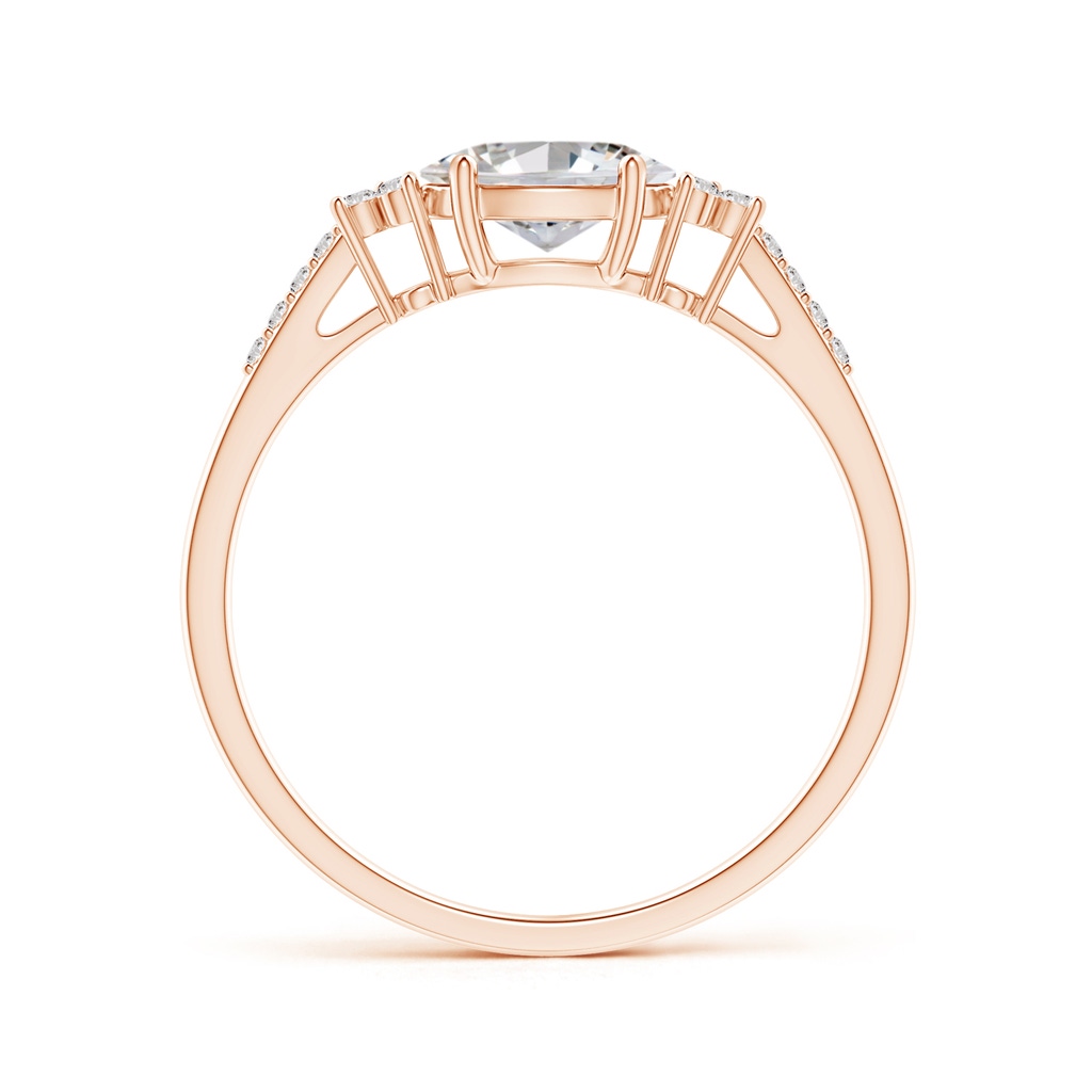 7x5mm IJI1I2 Horizontally Set Oval Diamond Solitaire Ring with Trio Diamond Accents in Rose Gold Side 199