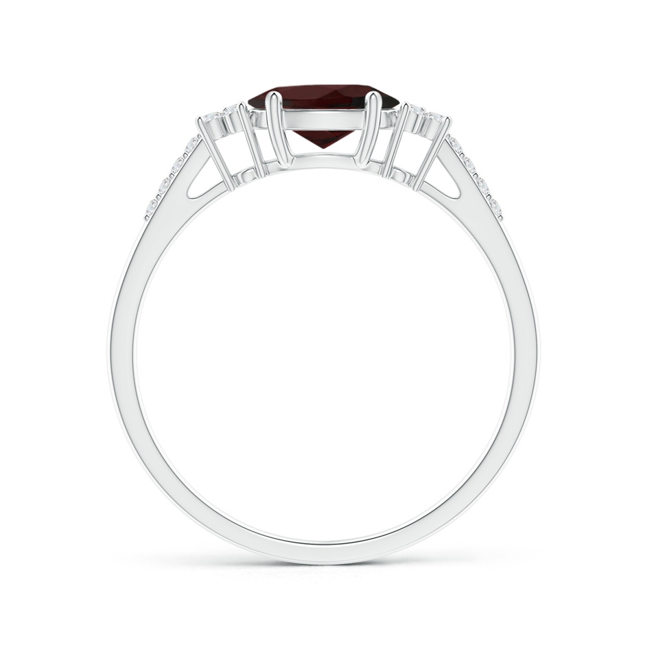 7x5mm A Horizontally Set Oval Garnet Solitaire Ring with Trio Diamond Accents in White Gold side-1