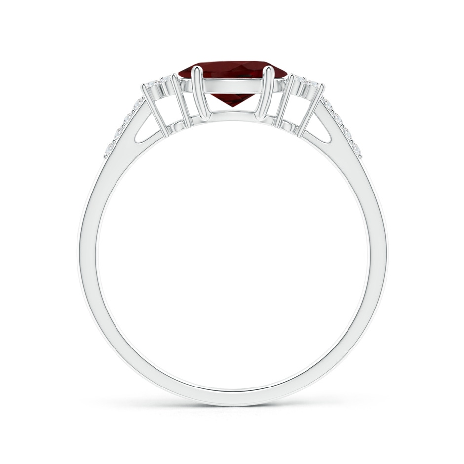 7x5mm AAA Horizontally Set Oval Garnet Solitaire Ring with Trio Diamond Accents in White Gold side-1