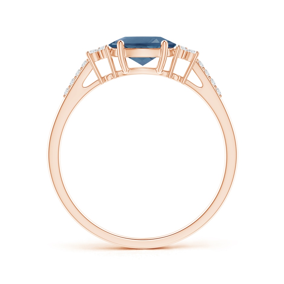 7x5mm A Horizontally Set Oval London Blue Topaz Ring with Diamonds in Rose Gold product image