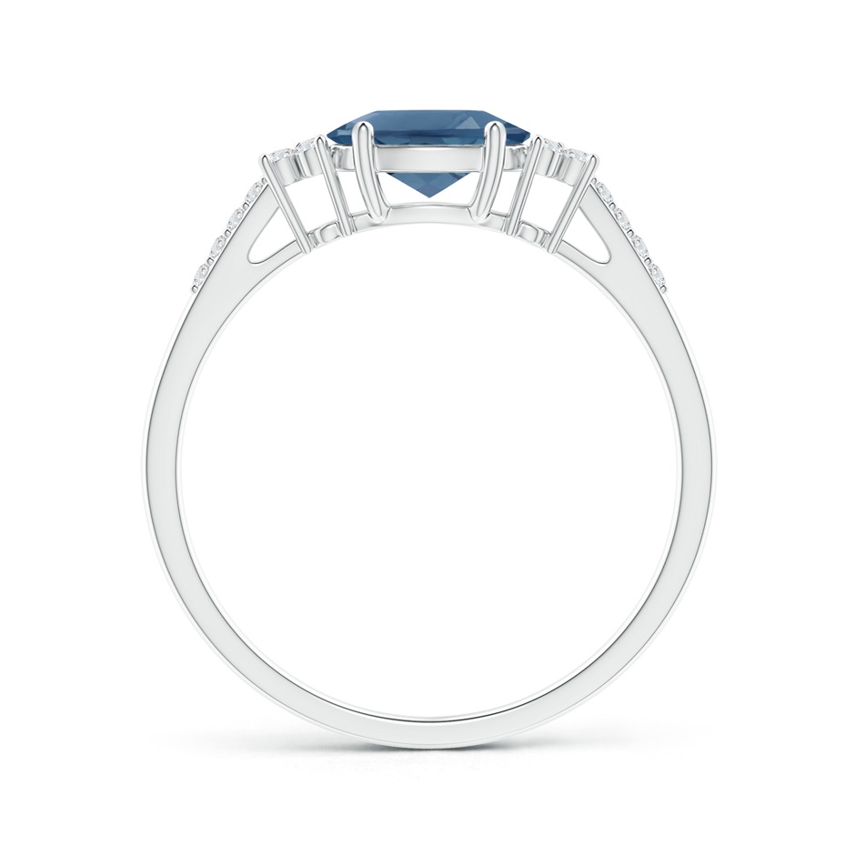 7x5mm A Horizontally Set Oval London Blue Topaz Ring with Diamonds in White Gold product image