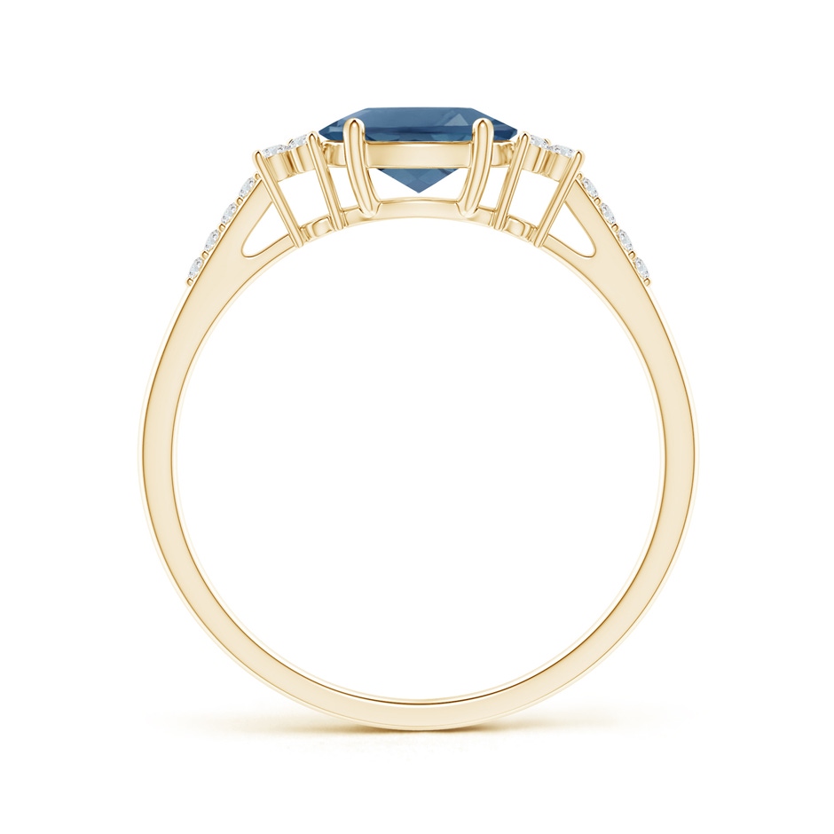 7x5mm A Horizontally Set Oval London Blue Topaz Ring with Diamonds in Yellow Gold product image