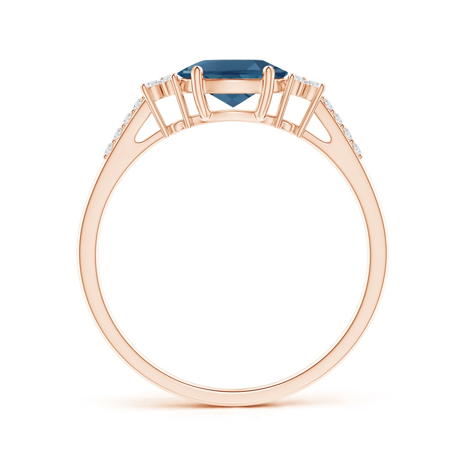 7x5mm AA Horizontally Set Oval London Blue Topaz Ring with Diamonds in Rose Gold product image