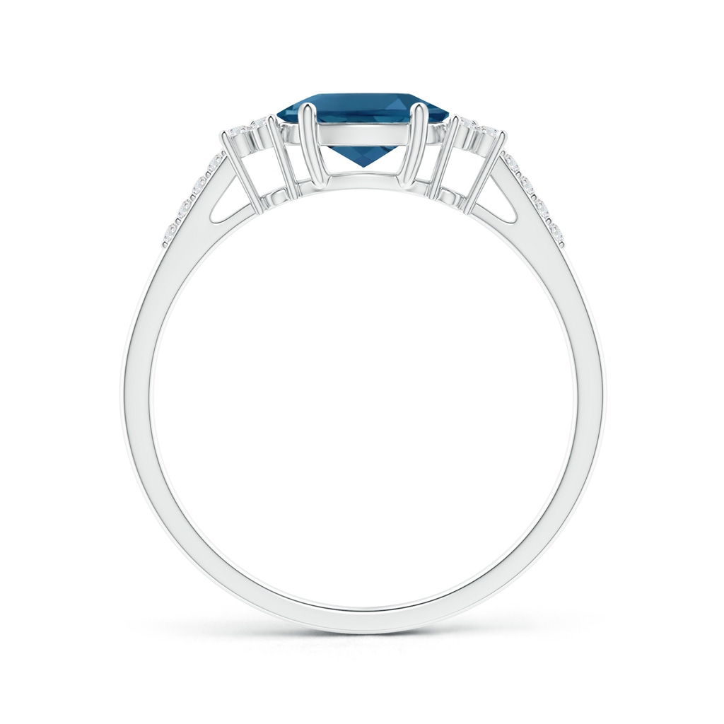 7x5mm AAA Horizontally Set Oval London Blue Topaz Ring with Diamonds in White Gold Product Image