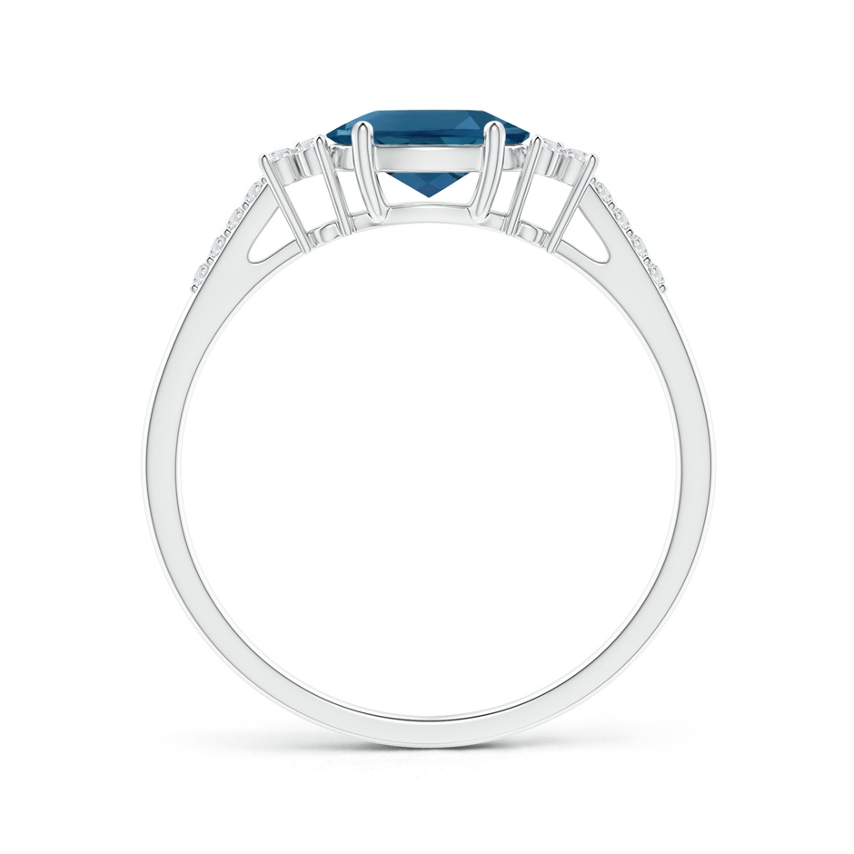 7x5mm AAA Horizontally Set Oval London Blue Topaz Ring with Diamonds in White Gold product image