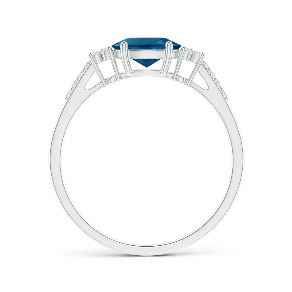 7x5mm AAAA Horizontally Set Oval London Blue Topaz Ring with Diamonds in 9K White Gold product image