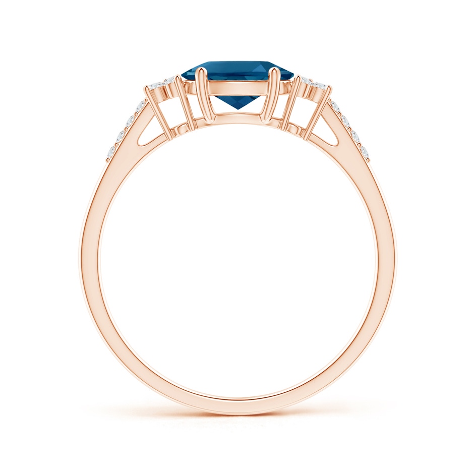 7x5mm AAAA Horizontally Set Oval London Blue Topaz Ring with Diamonds in Rose Gold product image