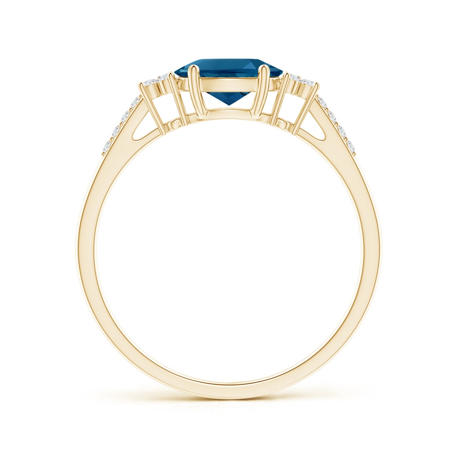 7x5mm AAAA Horizontally Set Oval London Blue Topaz Ring with Diamonds in Yellow Gold product image
