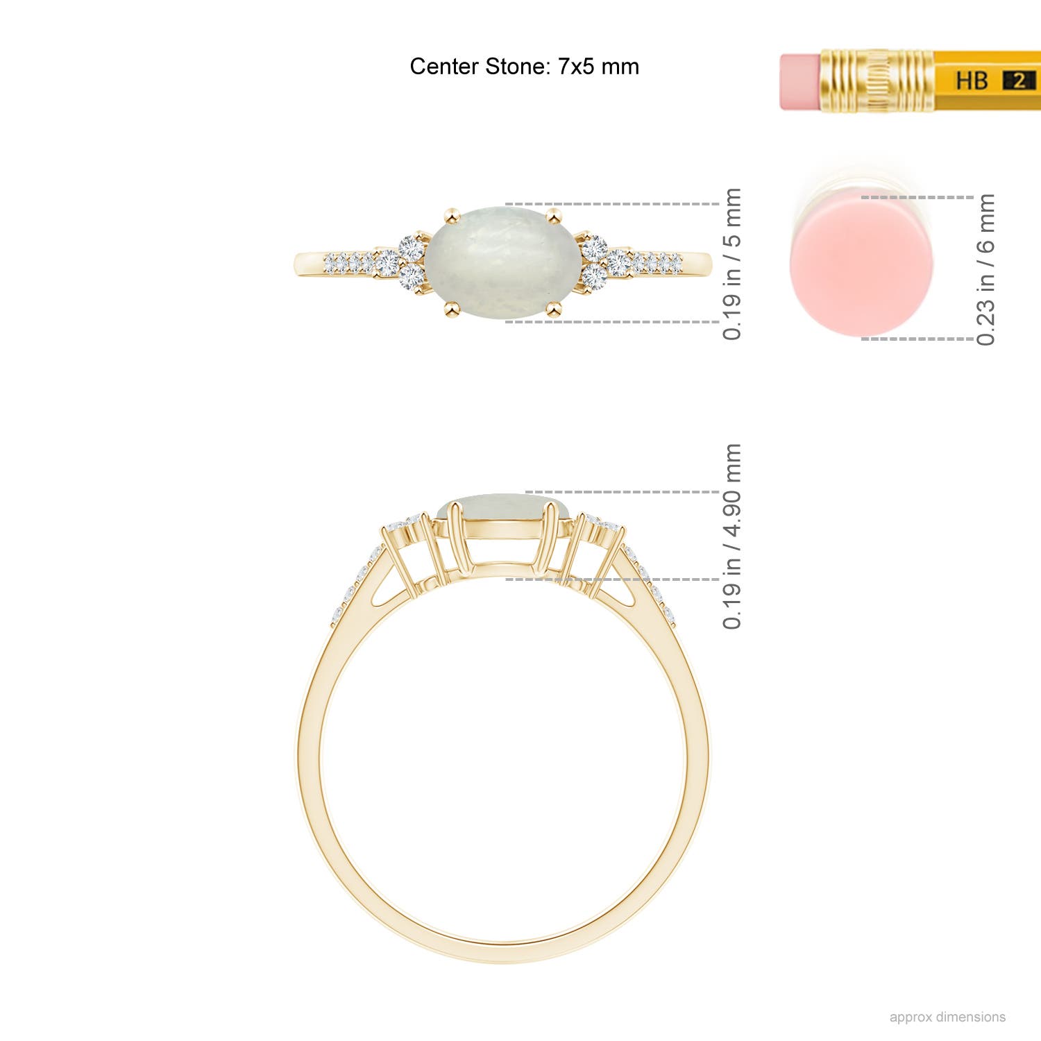 A - Moonstone / 0.77 CT / 14 KT Yellow Gold