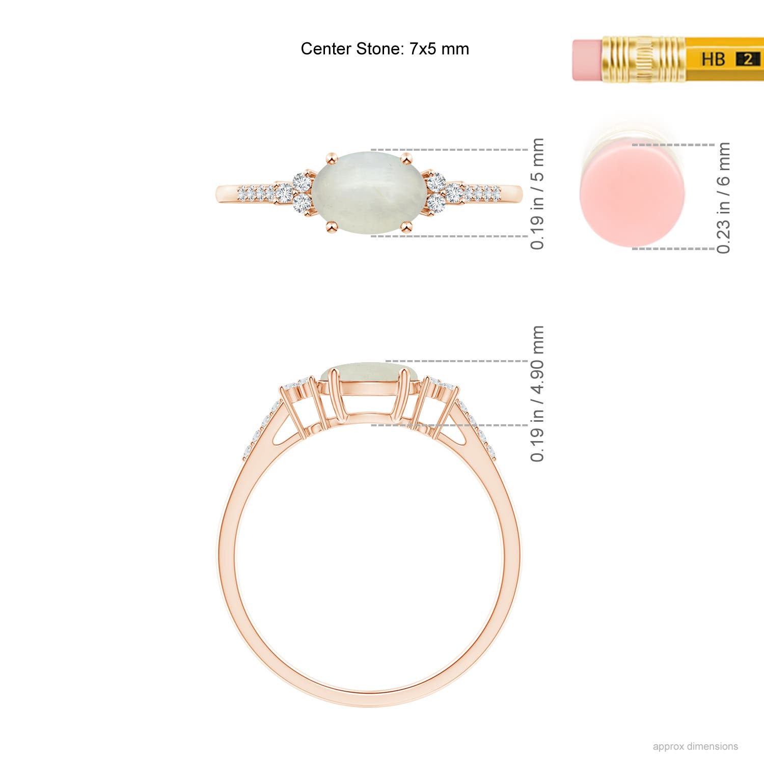 AA - Moonstone / 0.77 CT / 14 KT Rose Gold