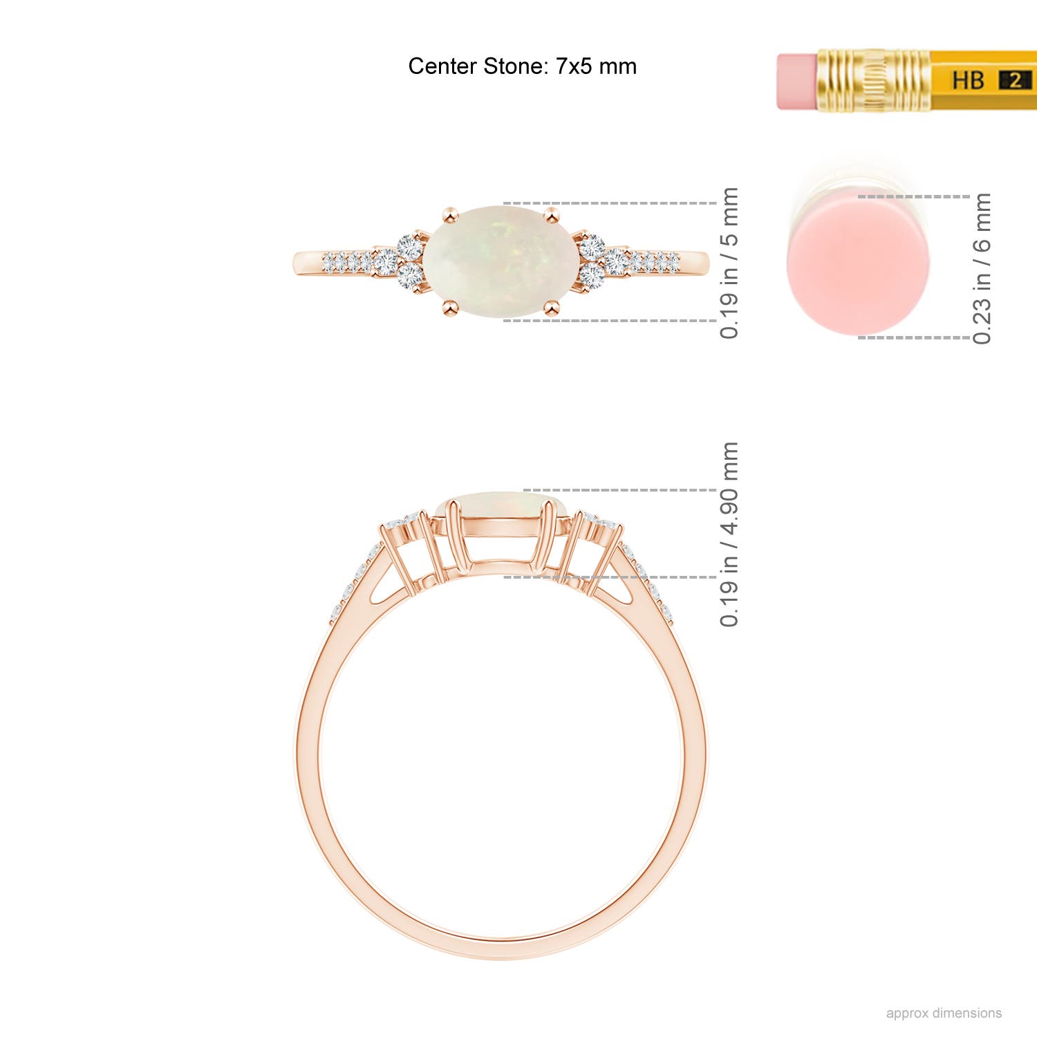 A - Opal / 0.54 CT / 14 KT Rose Gold