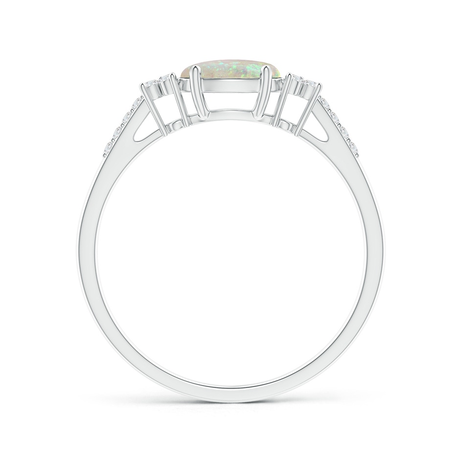 7x5mm AAA Horizontally Set Oval Opal Ring with Trio Diamonds in White Gold side 199