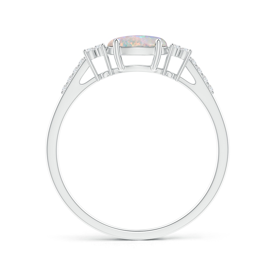 7x5mm AAAA Horizontally Set Oval Opal Ring with Trio Diamonds in P950 Platinum side 199