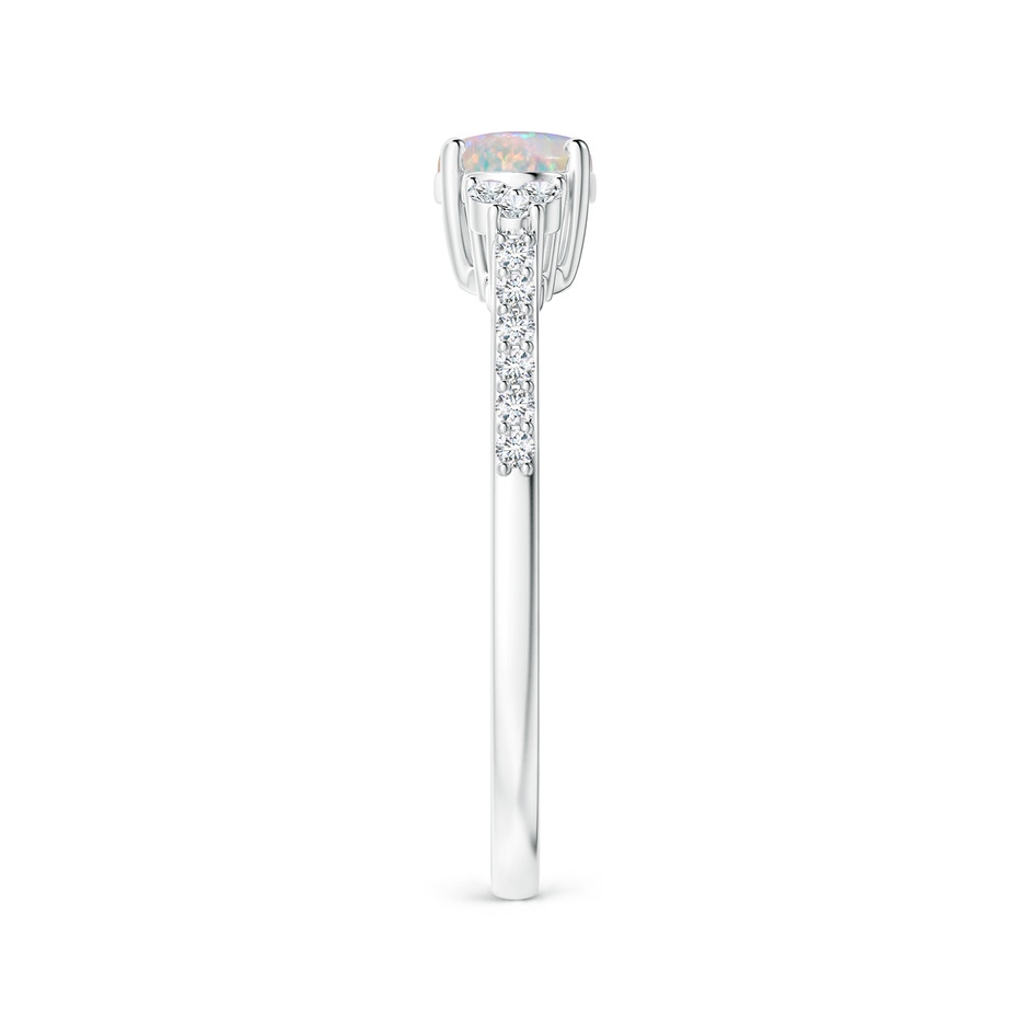 7x5mm AAAA Horizontally Set Oval Opal Ring with Trio Diamonds in P950 Platinum side 299