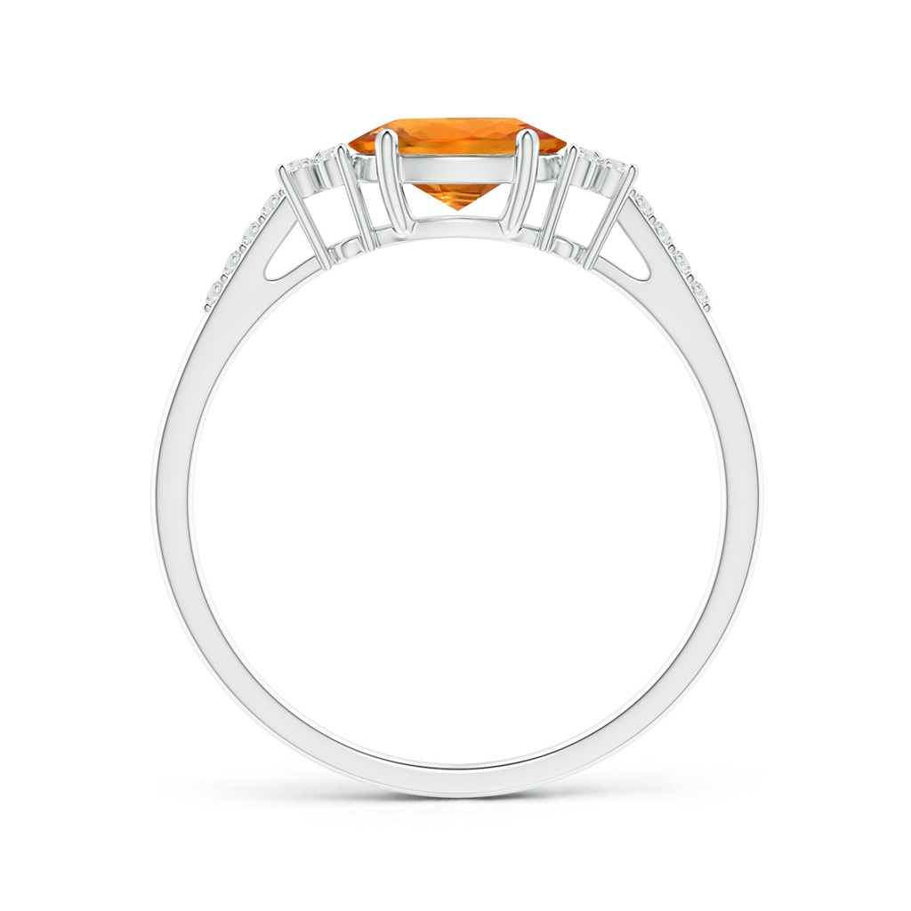 7x5mm AAA Horizontally Set Oval Orange Sapphire Ring with Diamonds in White Gold Side 1