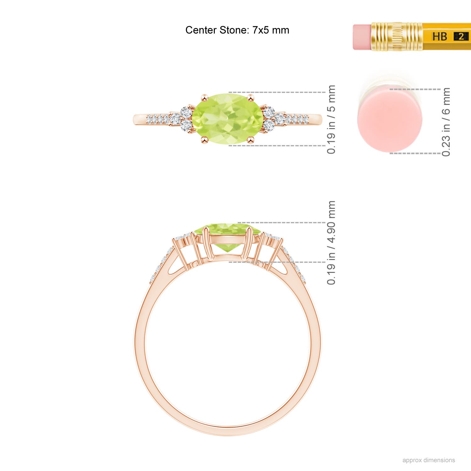 A - Peridot / 0.94 CT / 14 KT Rose Gold