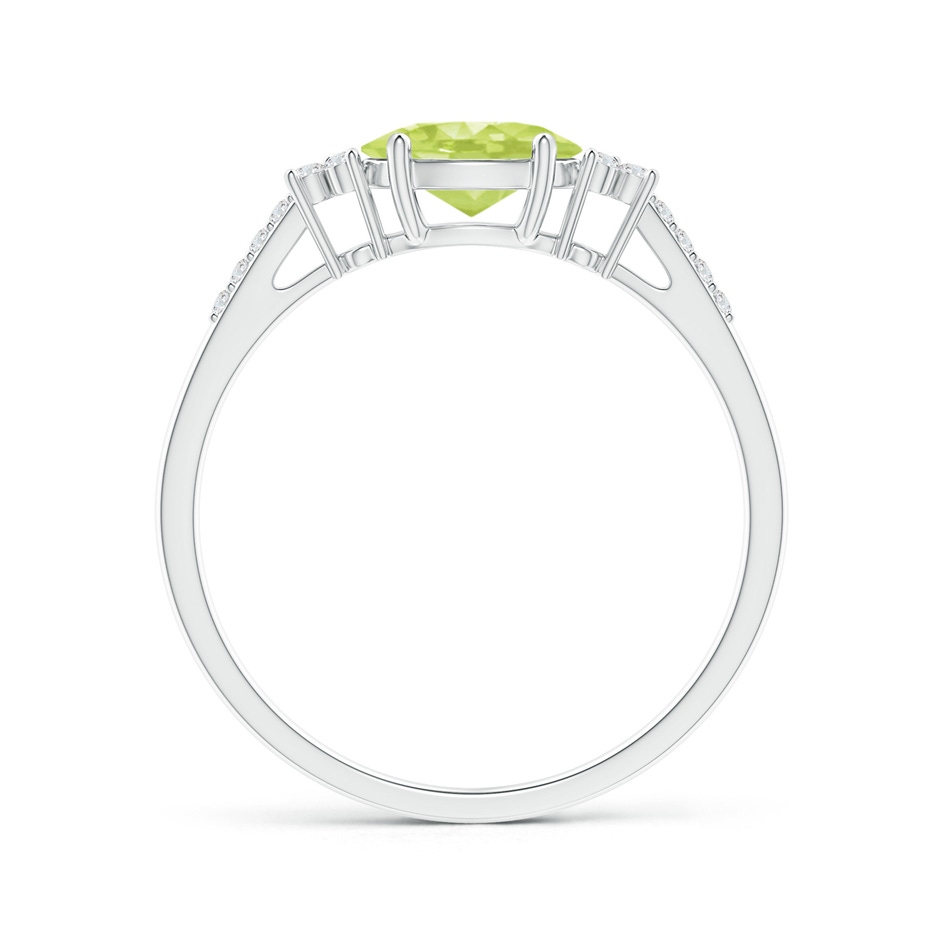 7x5mm A Horizontally Set Oval Peridot Solitaire Ring with Trio Diamond Accents in S999 Silver side 199
