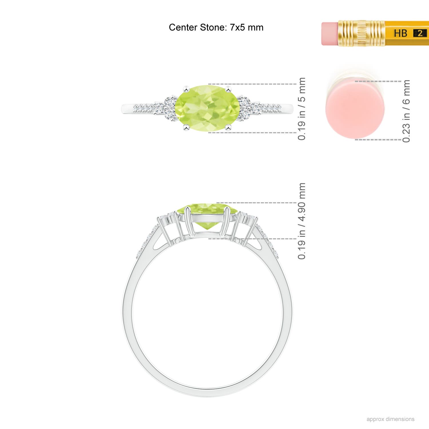 A - Peridot / 0.94 CT / 14 KT White Gold