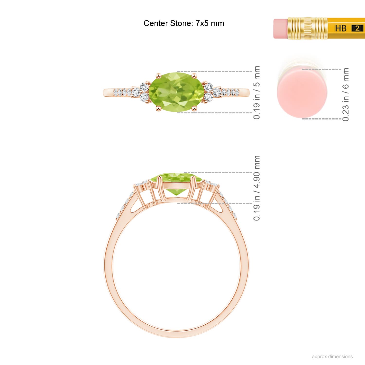 AA - Peridot / 0.94 CT / 14 KT Rose Gold