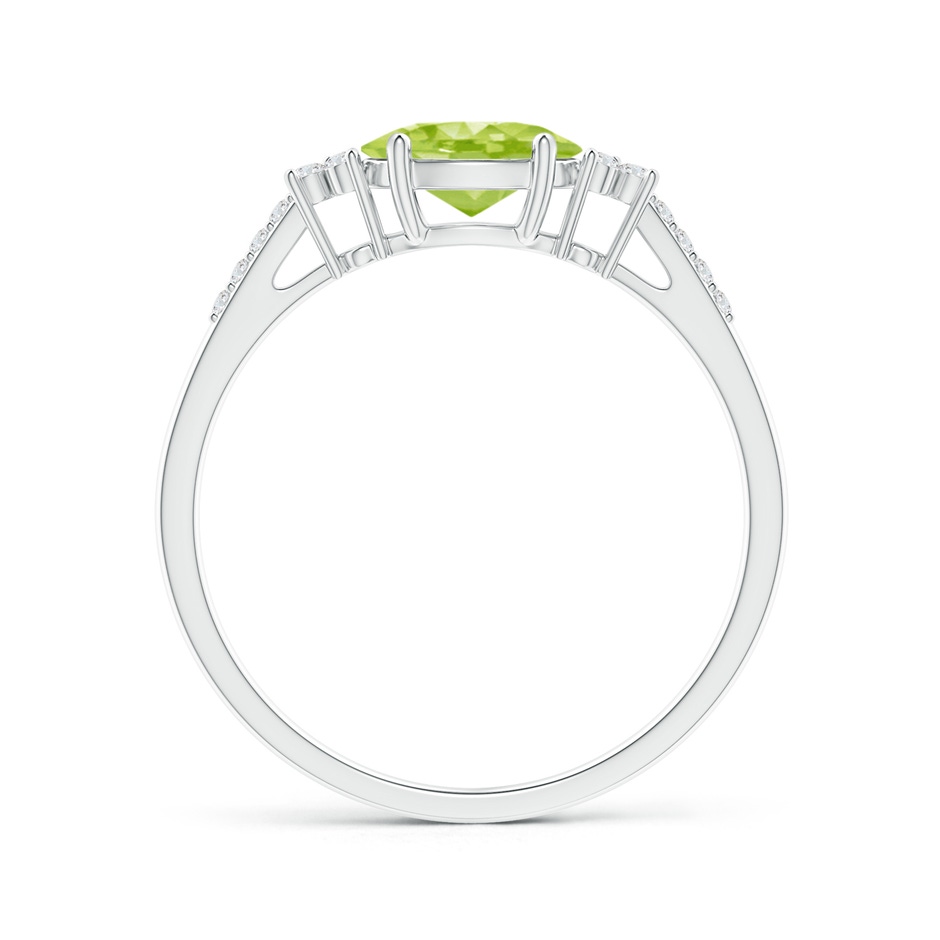 7x5mm AA Horizontally Set Oval Peridot Solitaire Ring with Trio Diamond Accents in White Gold side 199