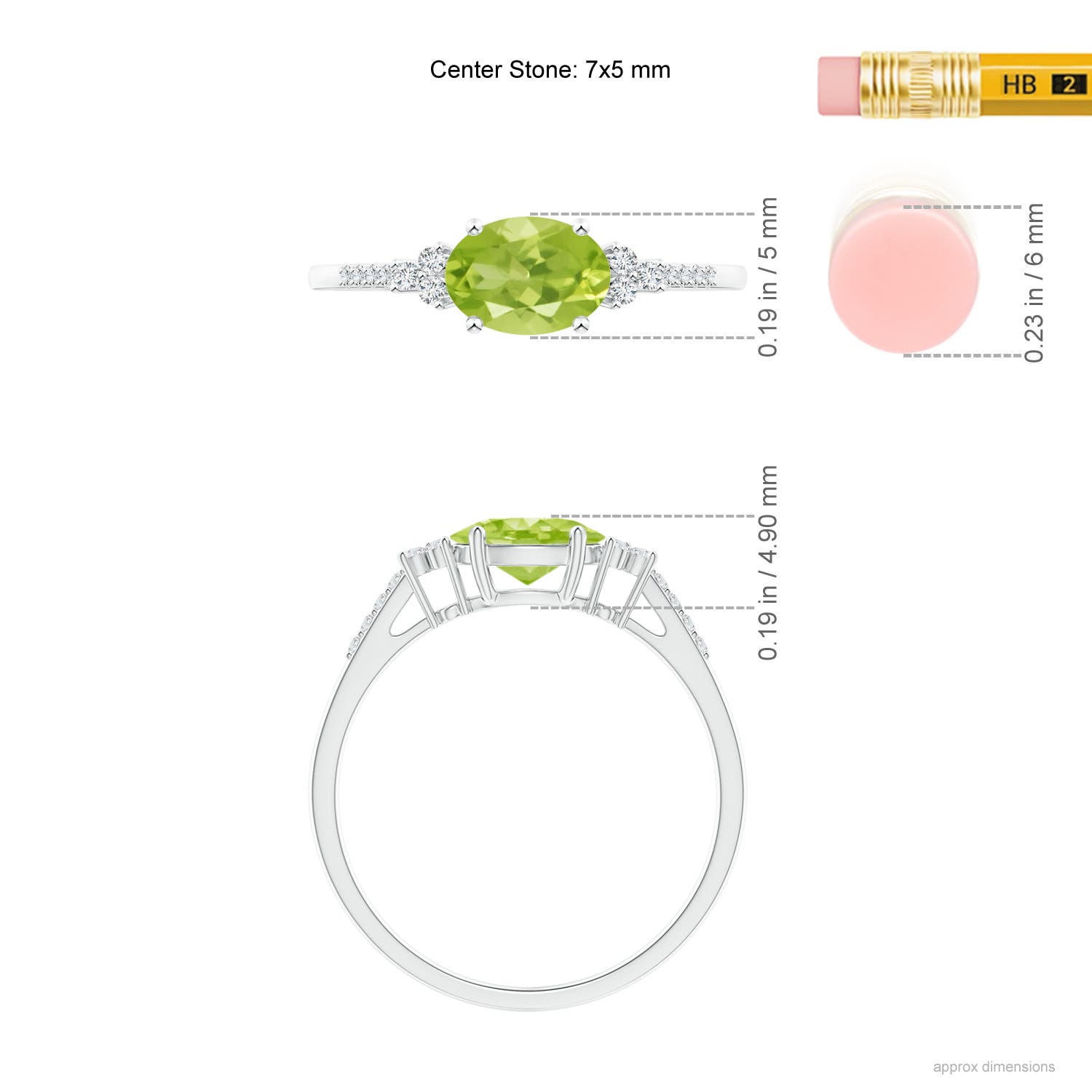 AA - Peridot / 0.94 CT / 14 KT White Gold