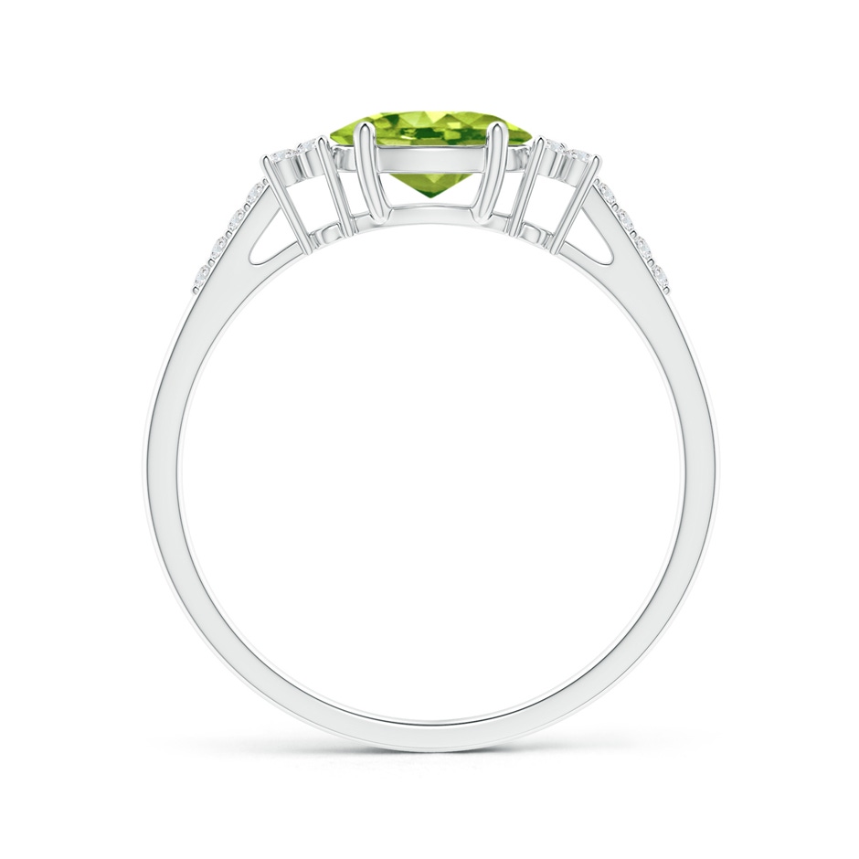7x5mm AAA Horizontally Set Oval Peridot Solitaire Ring with Trio Diamond Accents in White Gold side 199
